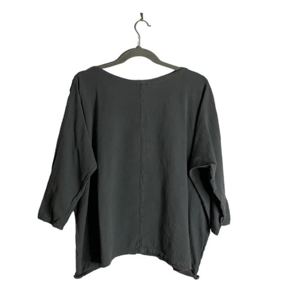 Abaca Women's Green Round Neck Patterned 3/4 Sleeve Top - Picture 6 of 6